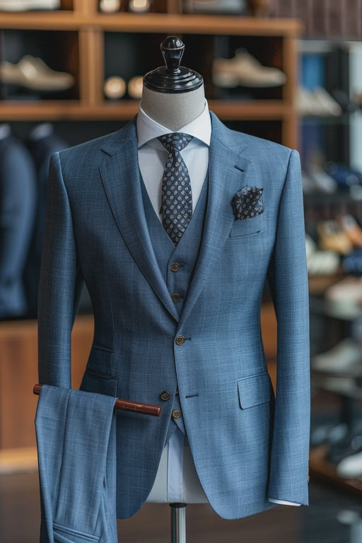 Blue Linen Suit — custom made to measure men's suit by SuitedNoir