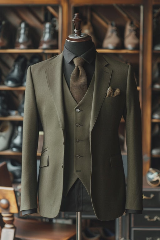 Soft Dark Sage Green Linen Suit — custom made to measure men's suit by SuitedNoir