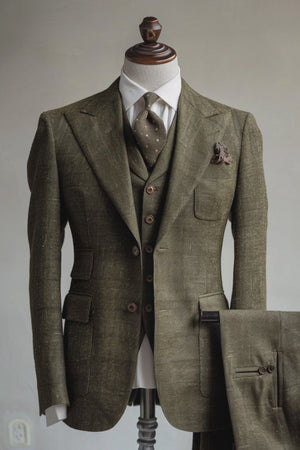 Olive Green Linen Suit – Custom Made & Made to Measure — 2