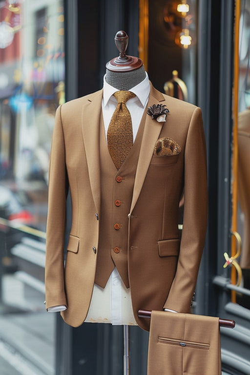 Light Brown Tan Linen Suit — custom made to measure men's suit by SuitedNoir