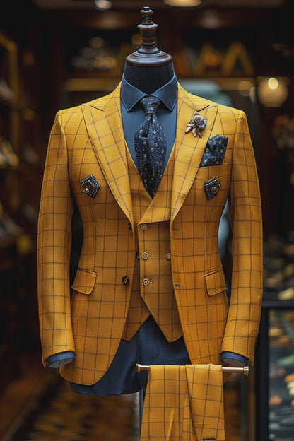Bold Yellow Wool Suit — tailored fit men's suit by SuitedNoir