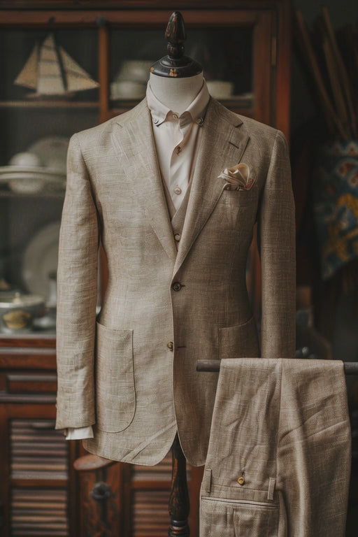 Camel Linen Suit — custom made to measure men's suit by SuitedNoir
