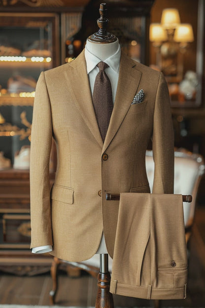 Light Brown Linen Suit — custom made to measure men's suit by SuitedNoir