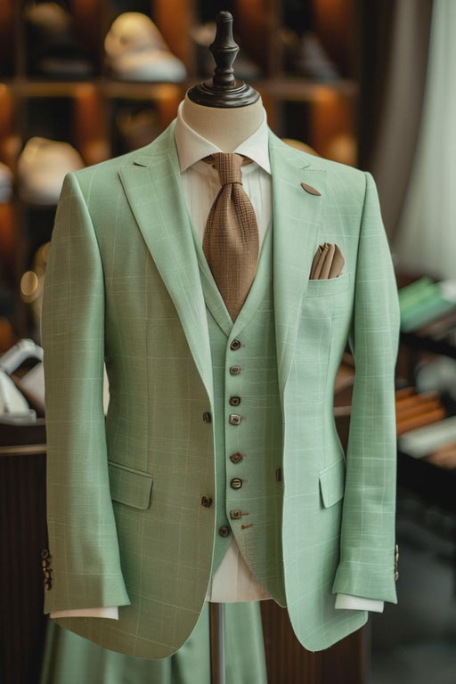 Mint Green Linen Suit — custom made to measure men's suit by SuitedNoir