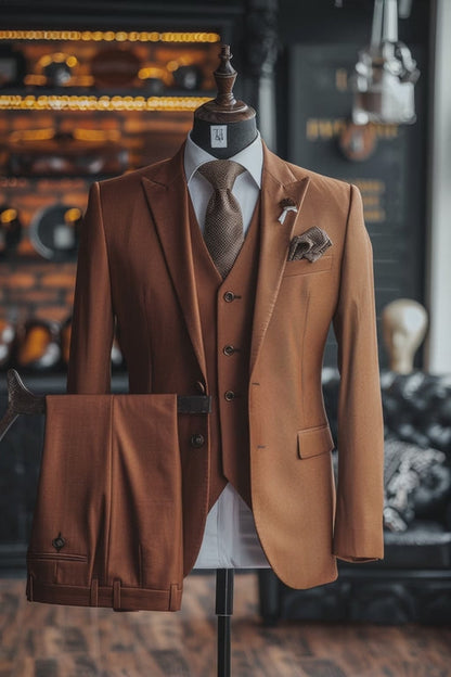 Rust Linen Suit — custom made to measure men's suit by SuitedNoir