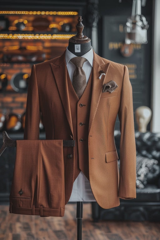 Rust Linen Suit — custom made to measure men's suit by SuitedNoir