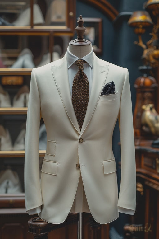 Men's White Wool Suit — Custom Made to Measure | SuitedNoir
