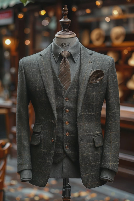 Men's Green Wool Suit — custom made to measure by SuitedNoir