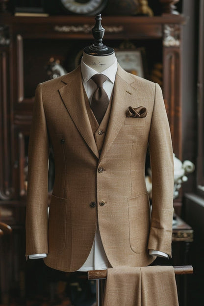 Caramel Linen Suit — custom made to measure men's suit by SuitedNoir