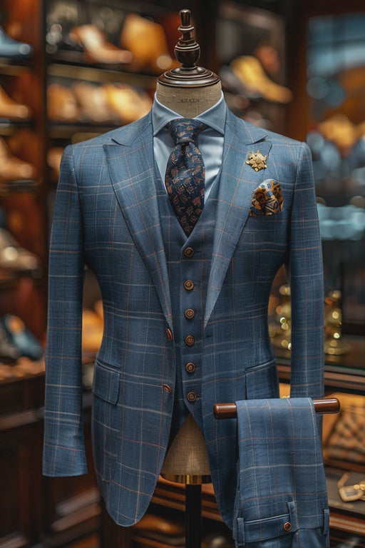 Men's Navy Wool Suit — Custom Made to Measure | SuitedNoir