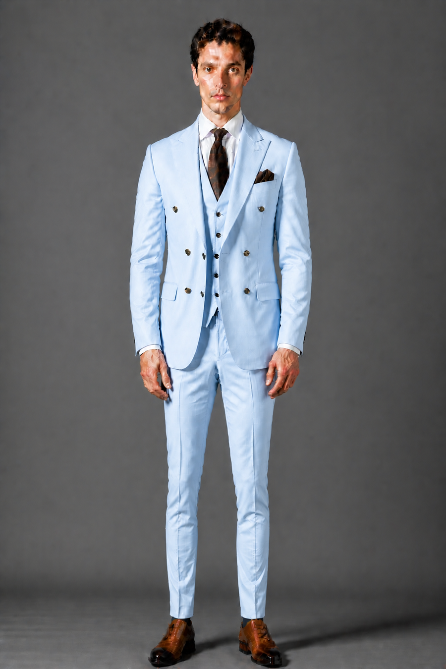 Baby Blue Silk Blend Groomsmen Suit — Custom Made to Measure