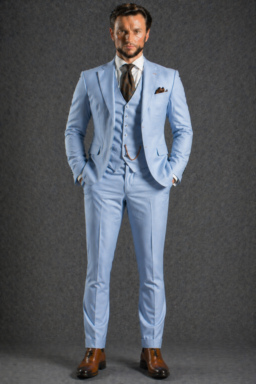 Baby Blue Wool Father of the Bride Suit — Custom Made to Measure