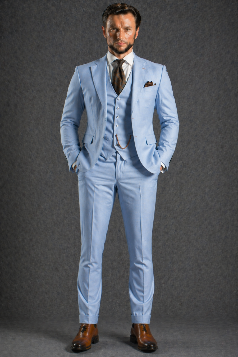 Baby Blue Wool Father of the Bride Suit — Custom Made to Measure