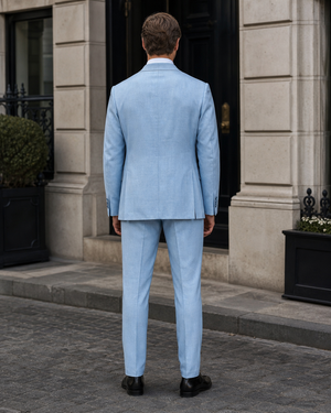 Baby Blue Linen Peak Lapel Suit — Custom Made to Measure — 2