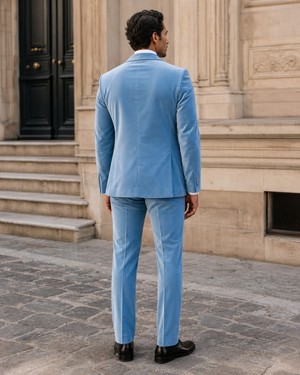 Baby Blue Velvet Shawl Lapel Suit — Custom Made to Measure — 2