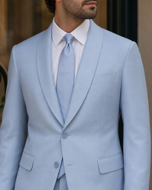 Baby Blue Wool Shawl Lapel Suit — Custom Made to Measure — 4