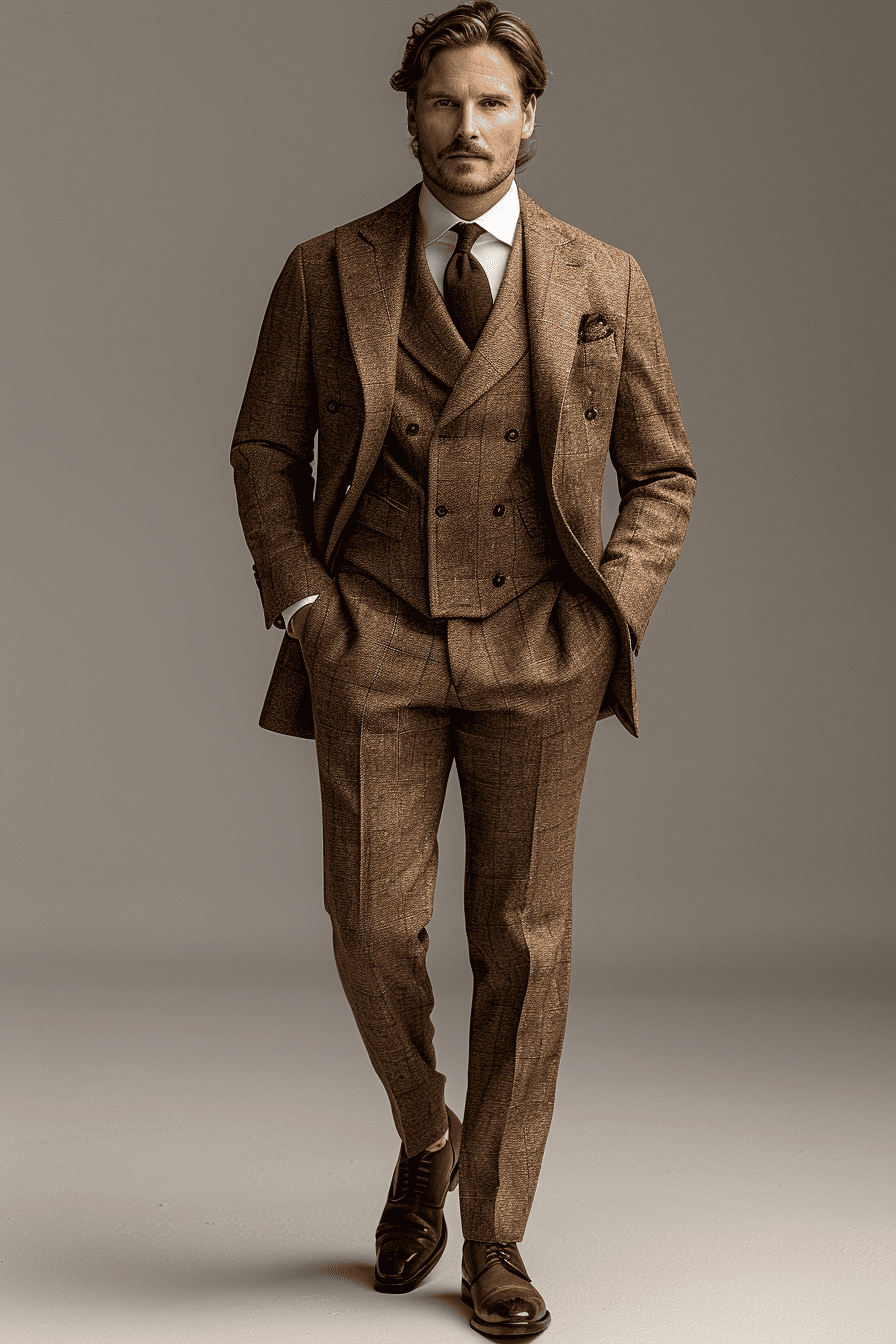 Beige Wool Business Suit — Custom Made to Measure
