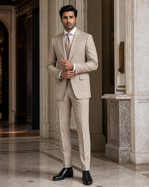 Beige Flannel Winter Suit — Custom Made to Measure — 1
