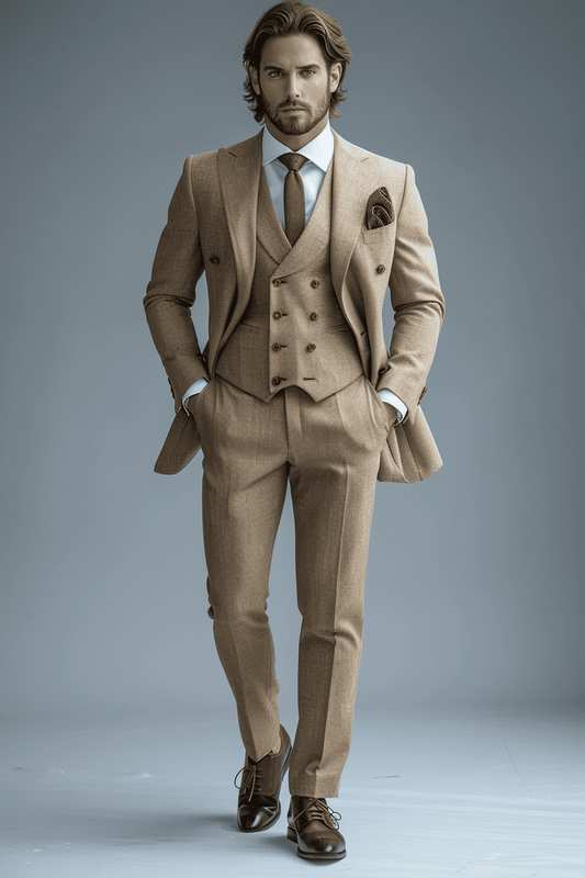 Beige Cotton Cocktail Party Suit — Custom Made to Measure