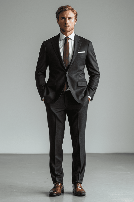 Black Cotton Business Suit — Custom Made to Measure