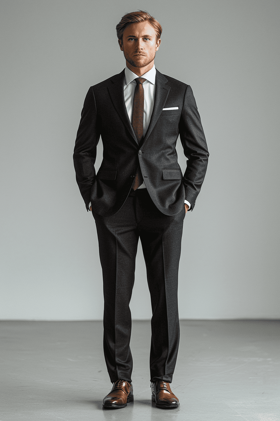 Black Cotton Business Suit — Custom Made to Measure