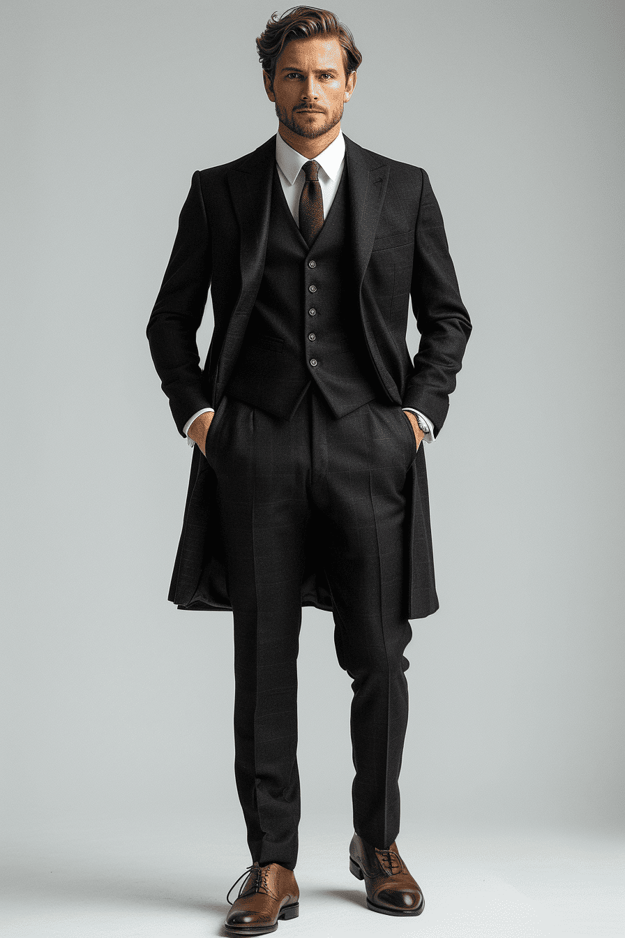 Black Silk Blend Business Suit — Custom Made to Measure