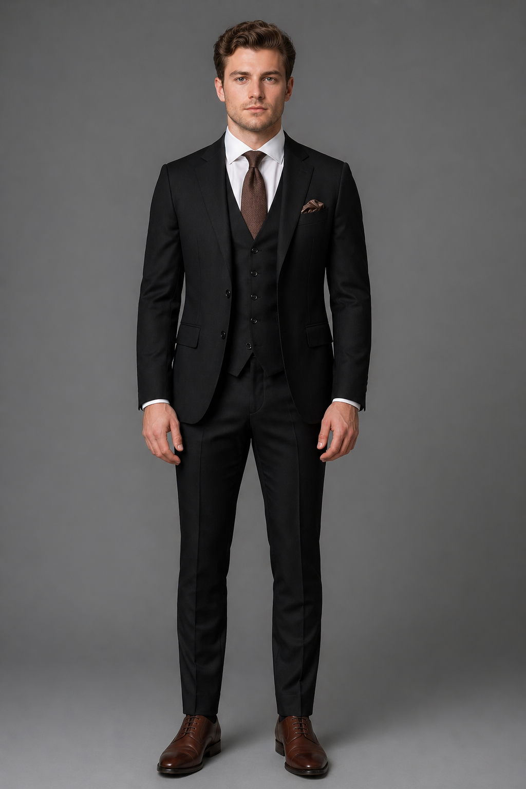 Black Silk Blend Groomsmen Suit — Custom Made to Measure