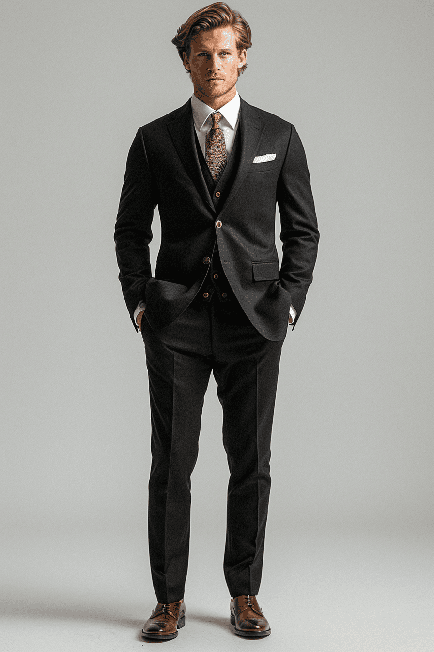Black Wool Business Suit — Custom Made to Measure