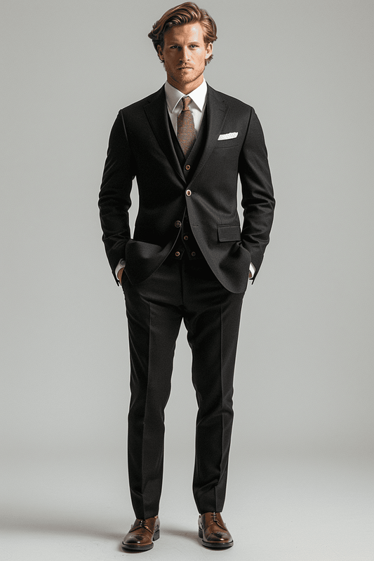 Black Wool Business Suit — Custom Made to Measure
