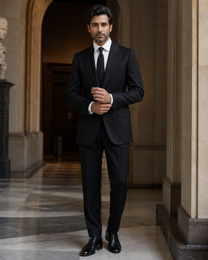 Black Cashmere Blend Winter Suit — Custom Made to Measure — 1