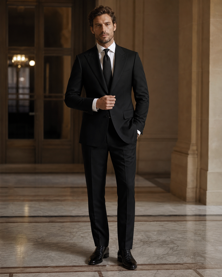 Black Cotton Beach Wedding Suit — Custom Made to Measure