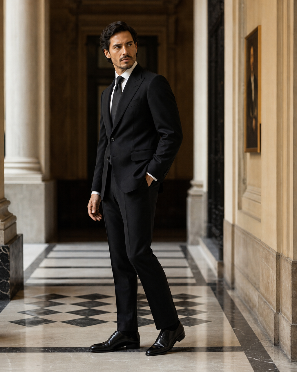 Black Cotton Outdoor Wedding Suit - Custom Made to Measure side back view