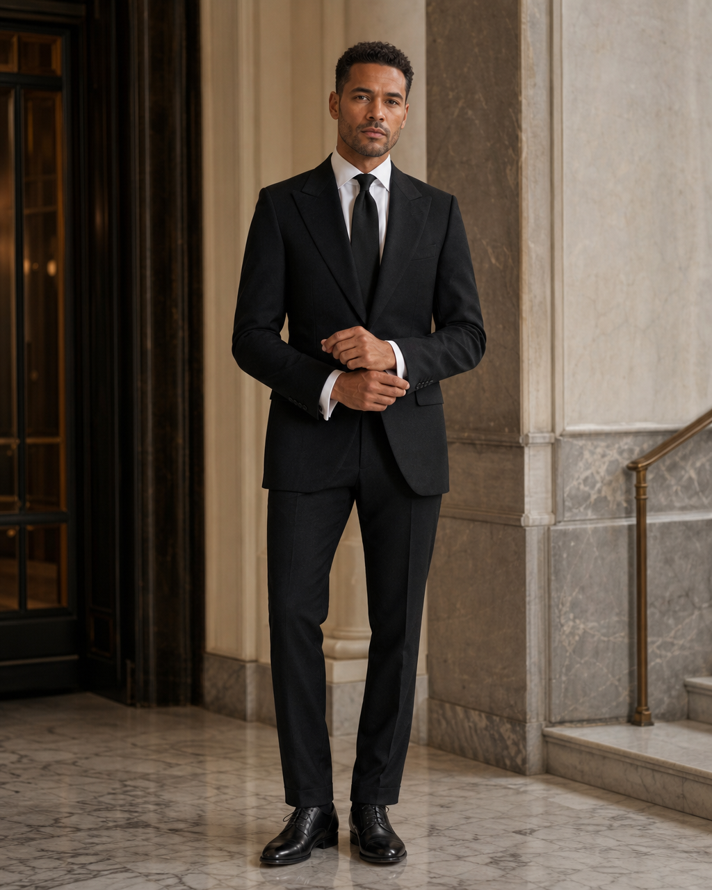 Black Flannel Winter Suit - Custom Made to Measure front view