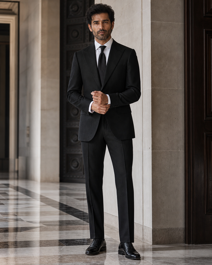 Black Linen Beach Wedding Suit - Custom Made to Measure front view