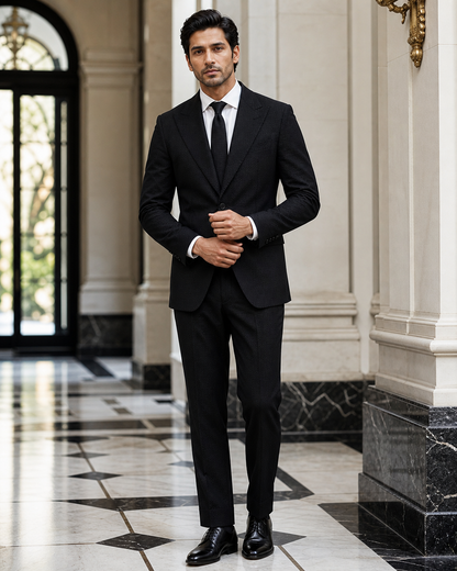 Black Seersucker Beach Wedding Suit - Custom Made to Measure front view