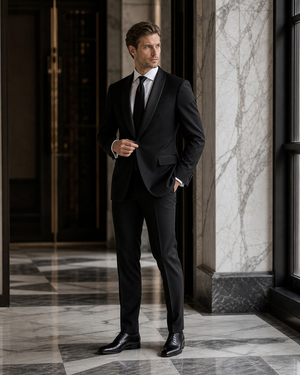 Black Silk Blend Shawl Lapel Suit — Custom Made to Measure — 2