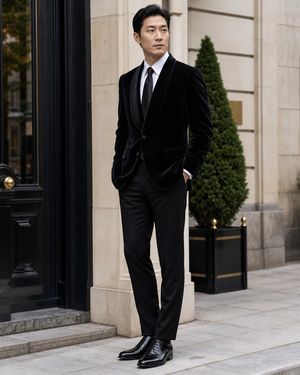 Black Velvet Shawl Lapel Suit — Custom Made to Measure — 3