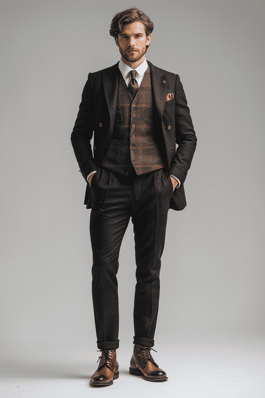 Black Silk Blend Cocktail Party Suit — Custom Made to Measure