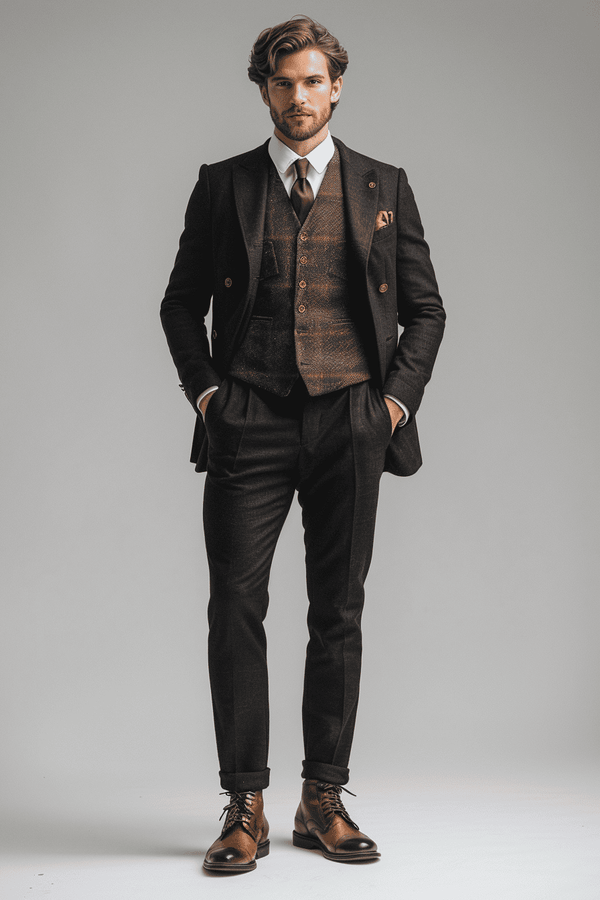 Black Silk Blend Cocktail Party Suit — Custom Made to Measure