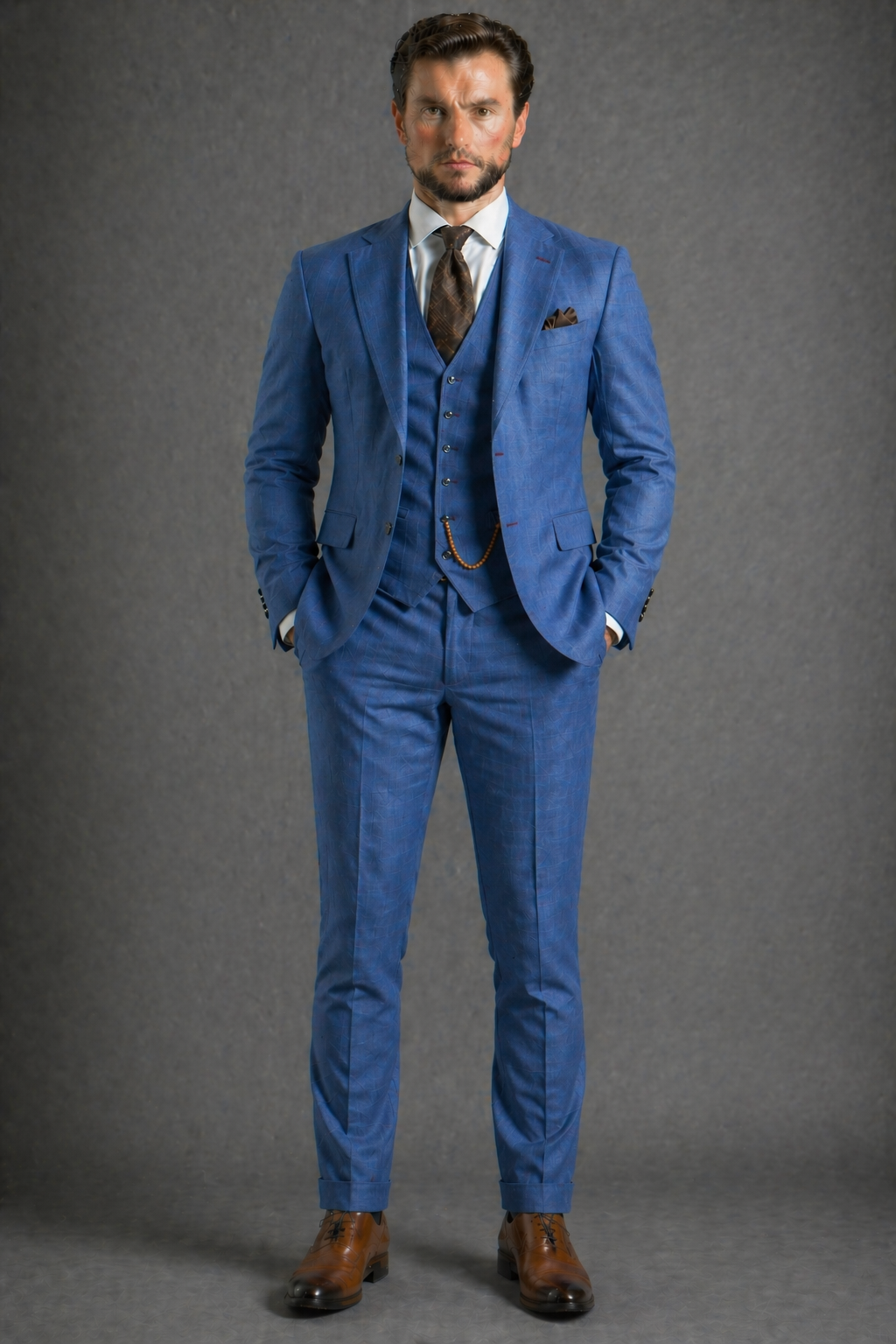 Blue Linen Slim Fit Suit — Custom Made to Measure