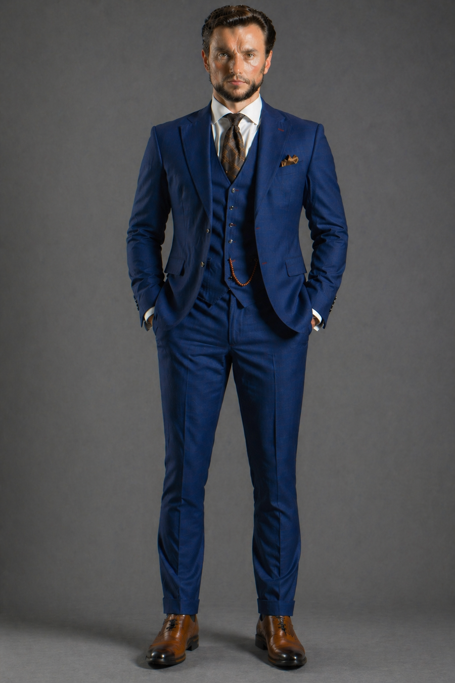 Blue Wool Father of the Bride Suit — Custom Made to Measure