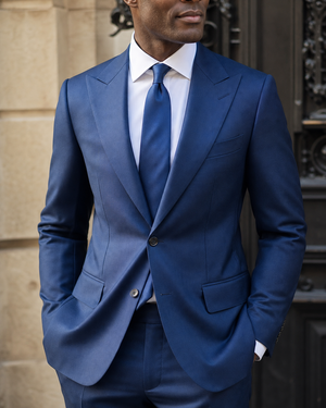 Blue Silk Blend Peak Lapel Suit — Custom Made to Measure — 4