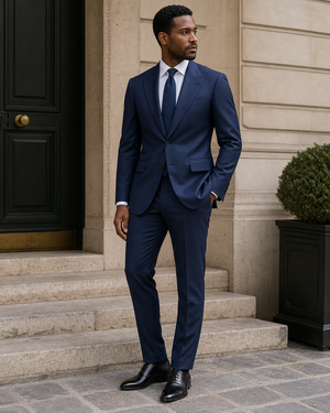 Blue Silk Blend Peak Lapel Suit — Custom Made to Measure — 3