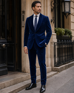 Blue Velvet Shawl Lapel Suit — Custom Made to Measure — 3