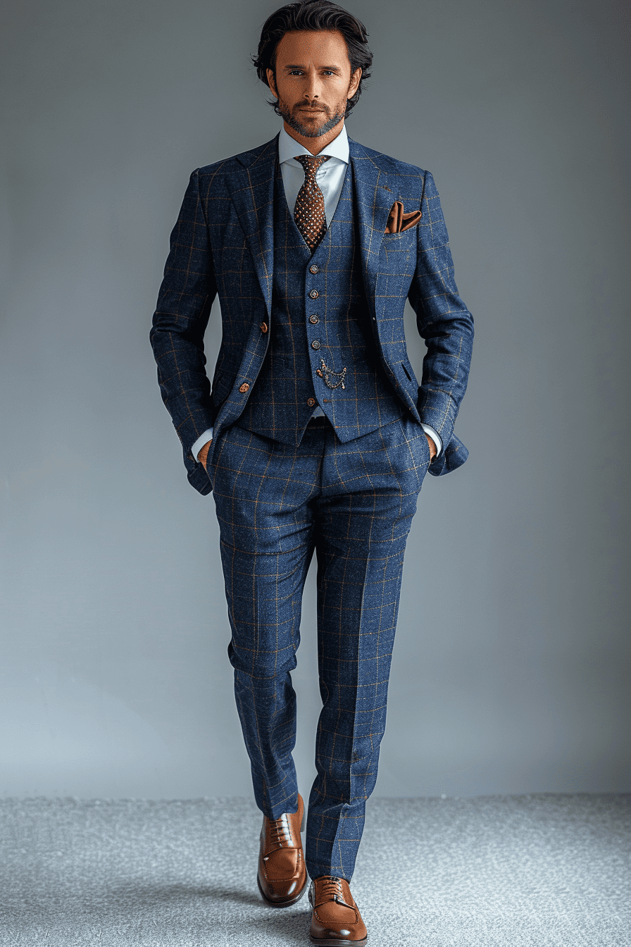 Blue Silk Blend Cocktail Party Suit — Custom Made to Measure