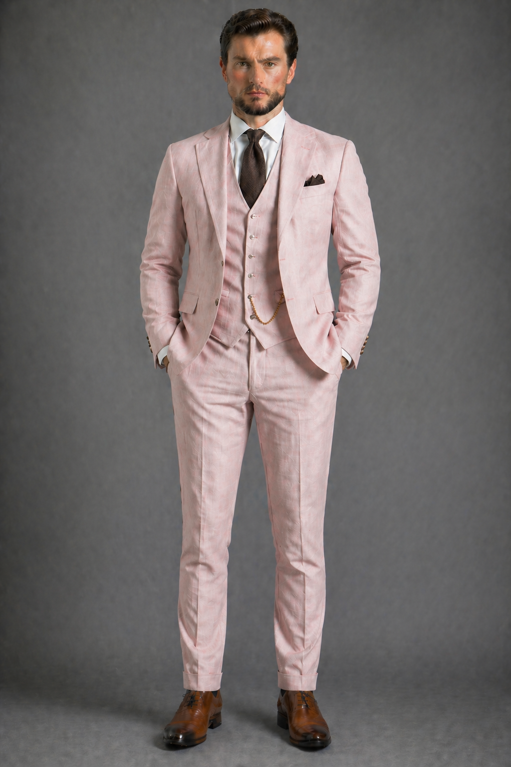 Blush Pink Linen Slim Fit Suit — Custom Made to Measure