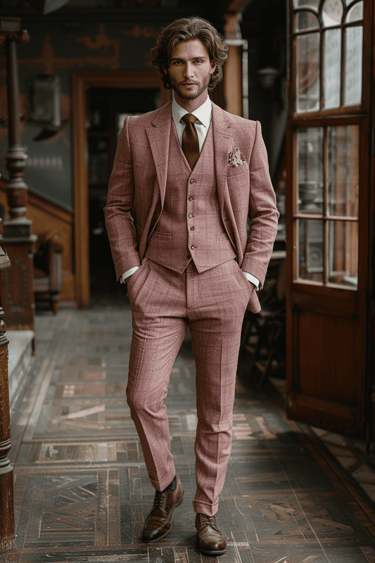 Blush Pink Linen Wedding Suit — Custom Made to Measure