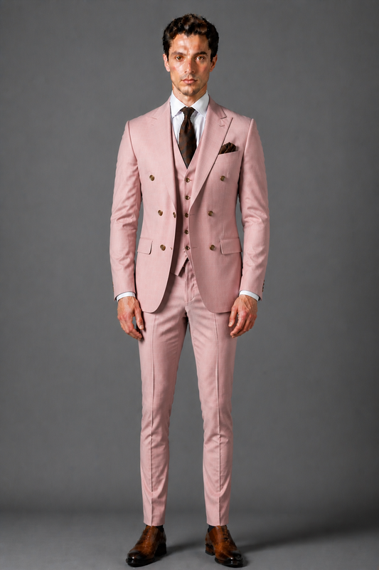 Blush Pink Silk Blend Groomsmen Suit — Custom Made to Measure