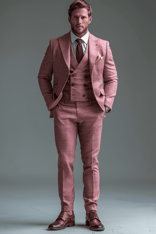 Blush Pink Silk Blend Wedding Suit — Custom Made to Measure