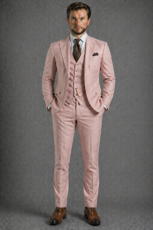 Blush Pink Wool Father of the Bride Suit — Custom Made